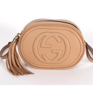 Gucci Interlocking GG Soho Tassel Shoulder Bag Beige Brown Crossbody